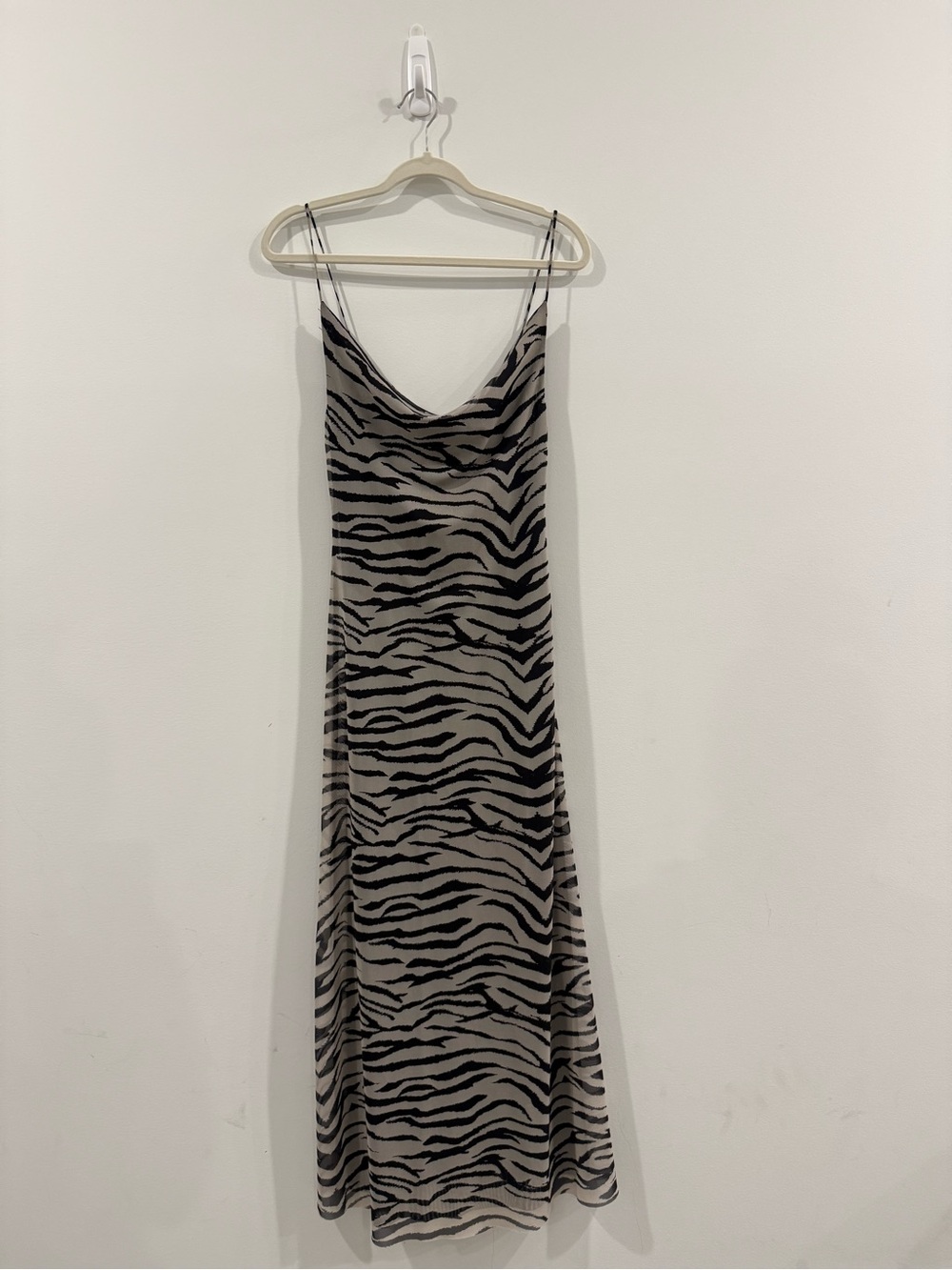 Zara Taupe and Black Zebra-Print Slip Maxi Dress